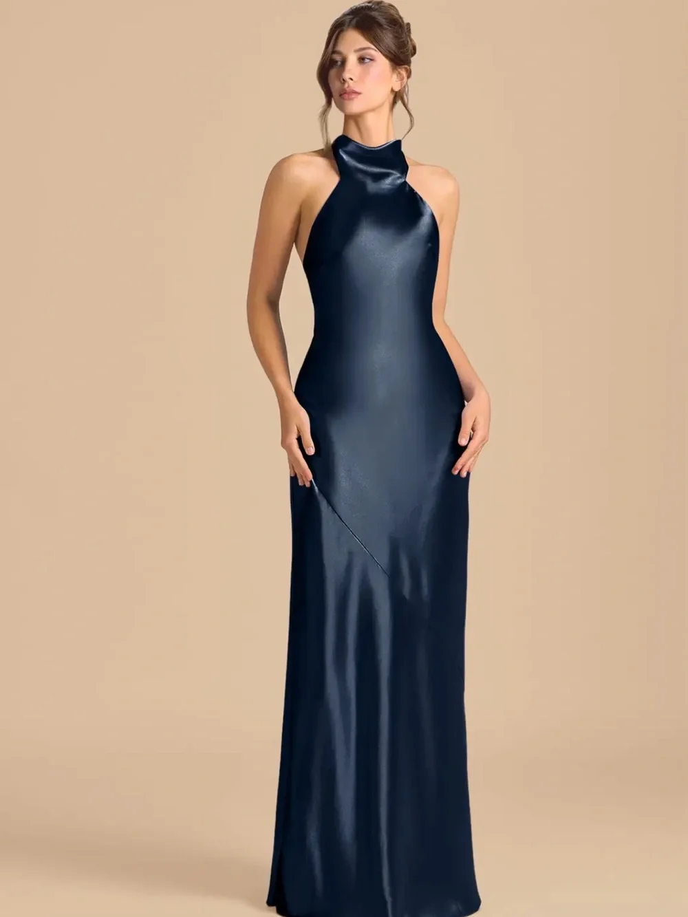 Azazie Halter Backless Evening Dress - Picture 2 of 3